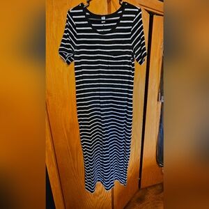 Black and White Striped Maxi Dress